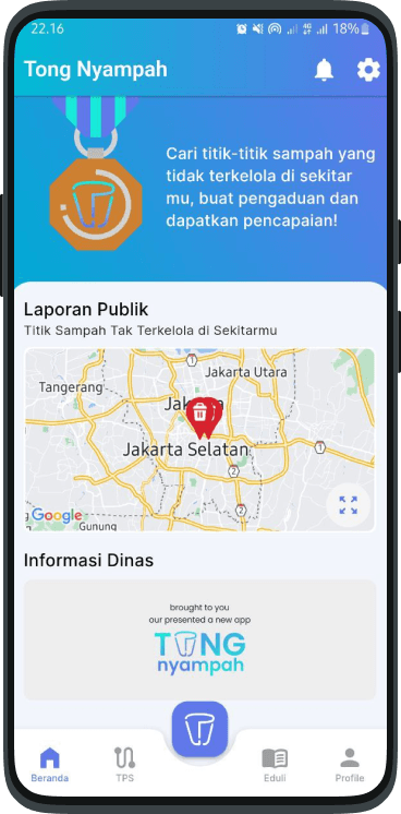 Tong Nyampah app home screen